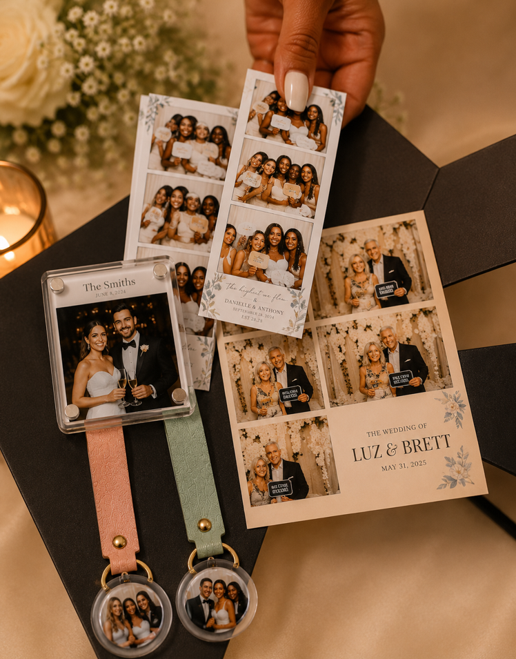 Hand holding printed photo strip keepsakes