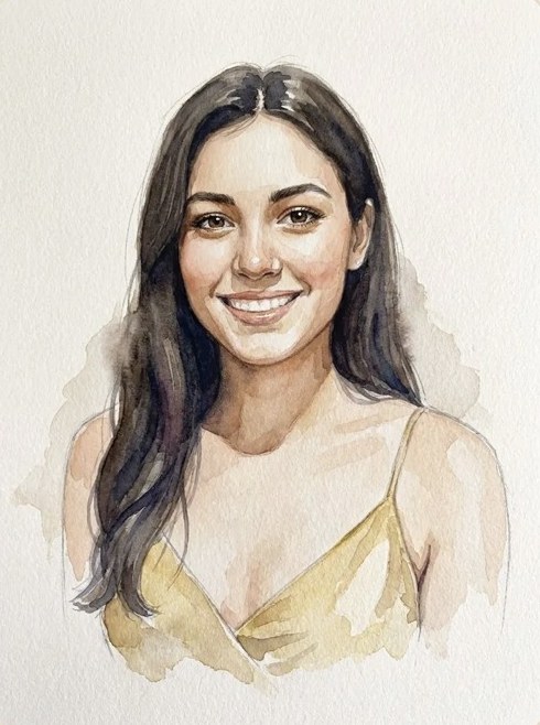 Watercolor style portrait example