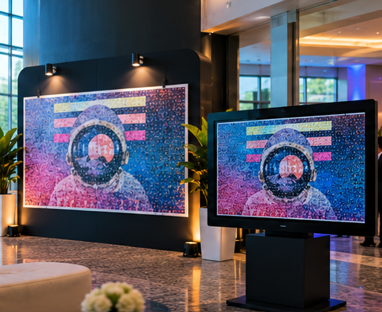 Hybrid Experience photo mosaic at a corporate event