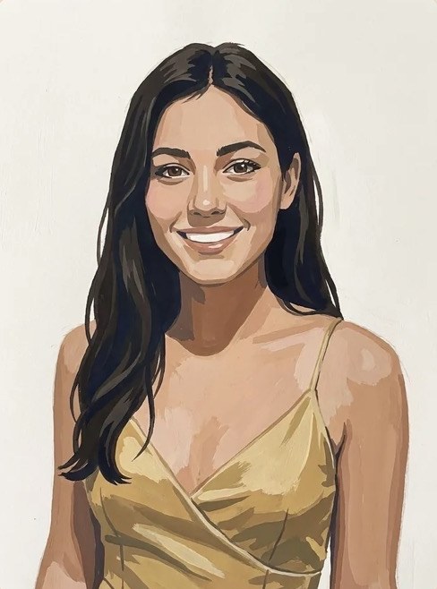Gouache style portrait example