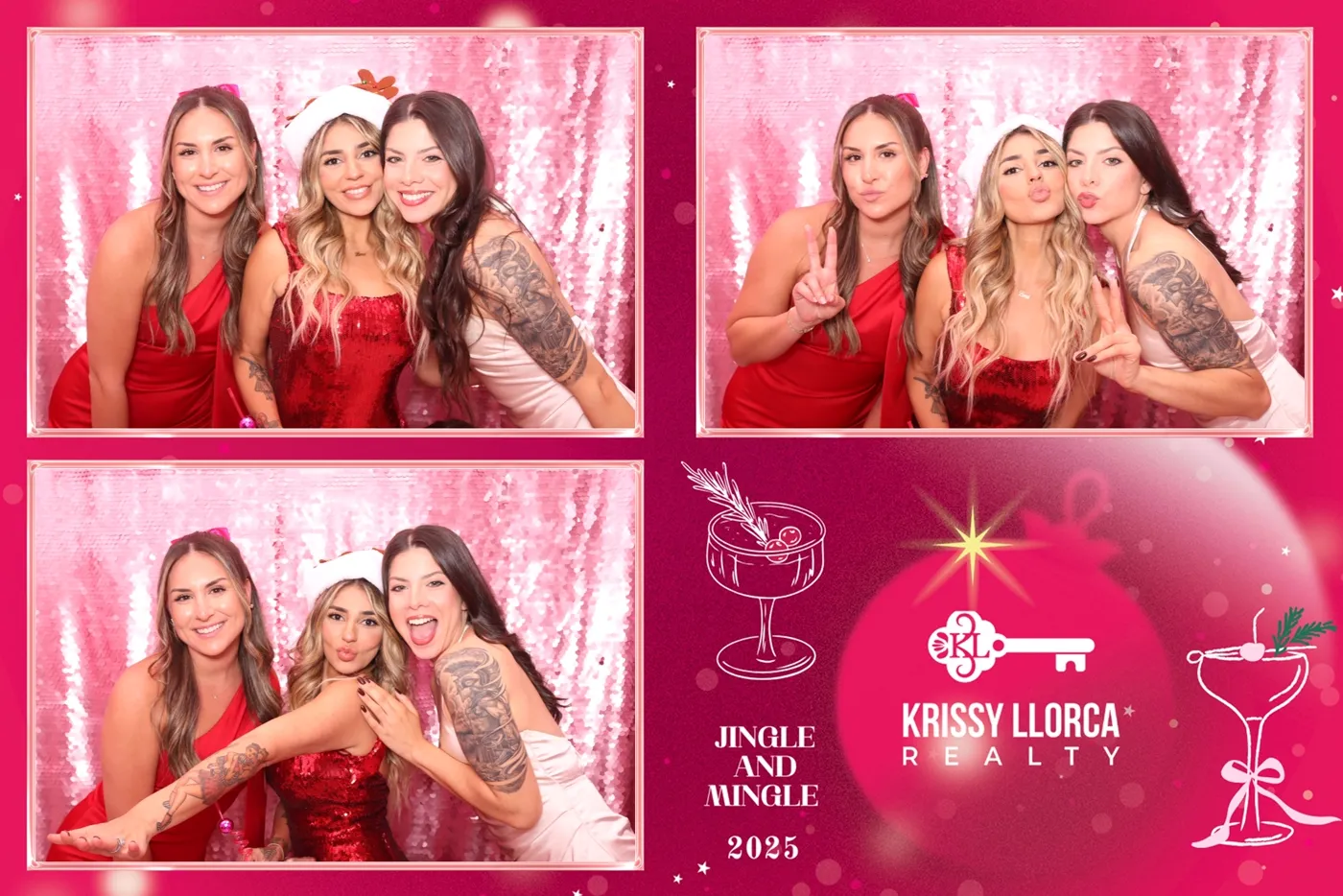Krissy Llorca Realty Jingle and Mingle branded holiday photo booth print