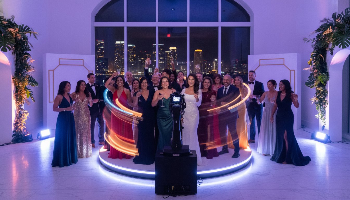 Wedding 360 Video Booth Rental in Miami: The 2026 Luxury Guide