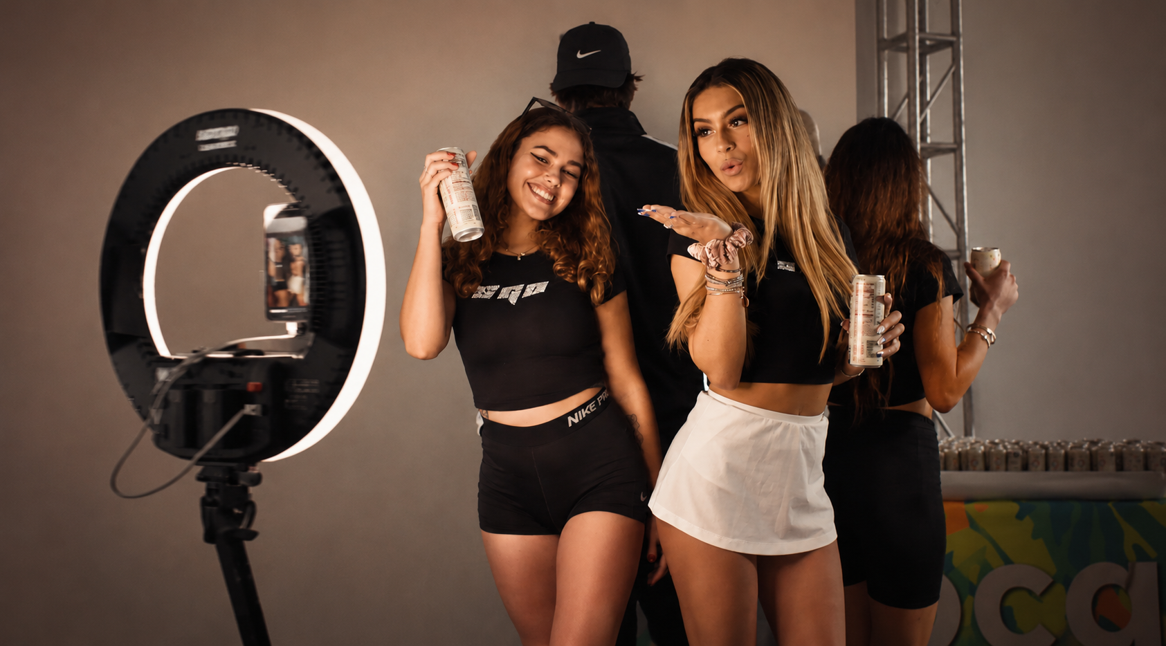 Brand activation with ring light and branded photo booth