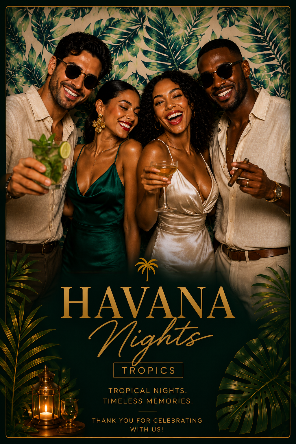 Green palm Miami backdrop