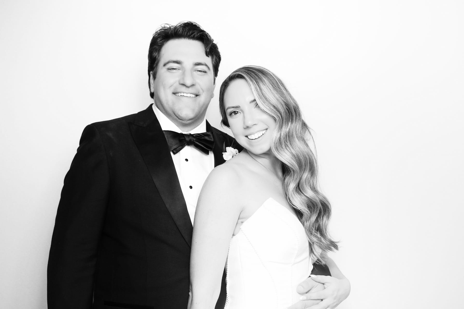 Black and white bride and groom portrait
