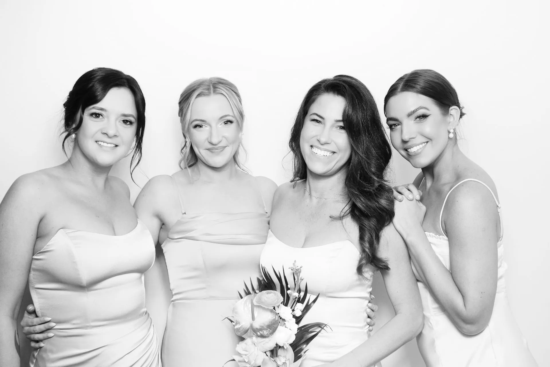 Black and white bridesmaids portrait